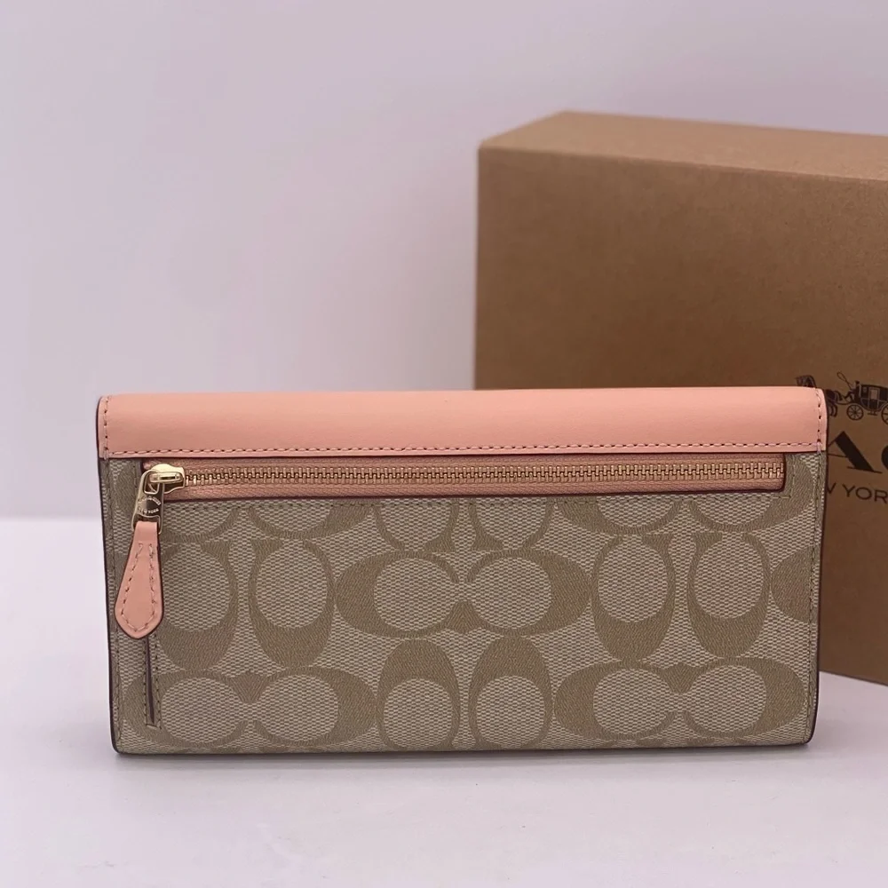 Coach Slim Trifold Wallet In Signature Canvas - Picture 5 of 12